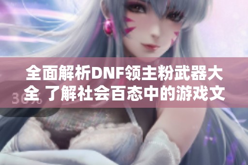 全面解析DNF领主粉武器大全 了解社会百态中的游戏文化